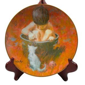 Thornton Utz Collector Plate Bathtime Visitor Carefree Days 1982 Viletta China